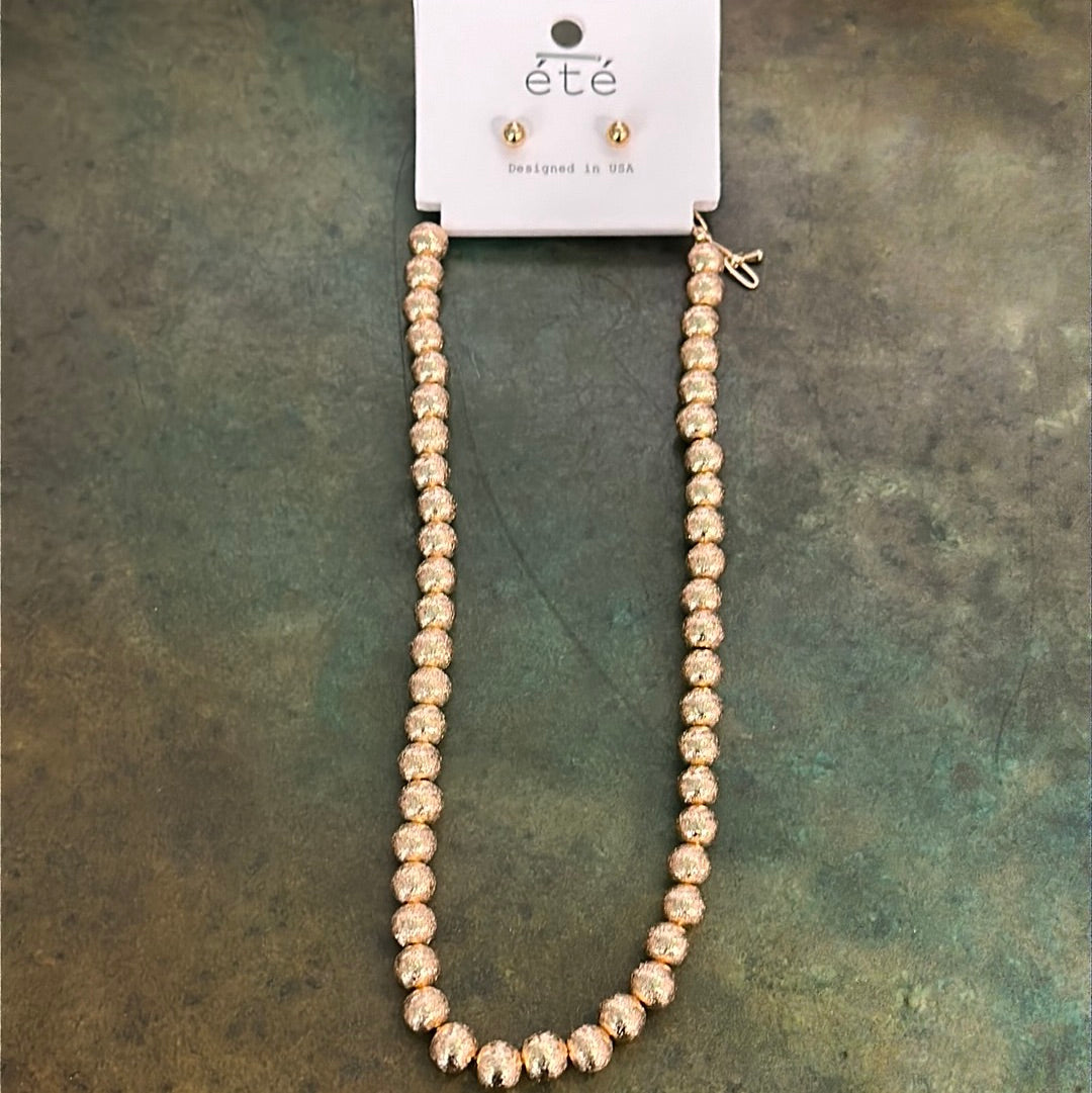 16" Scratch Bead Necklace/Earring Set