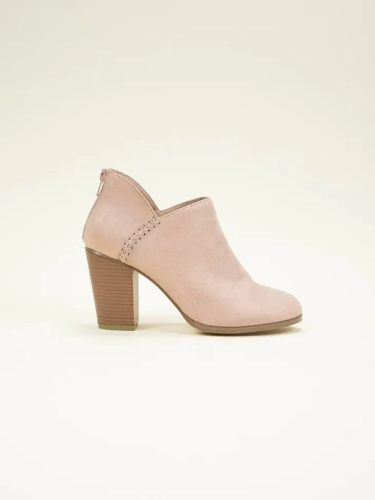 LUCK-1 Blush Almond Toe Ankle Bootie - Blush