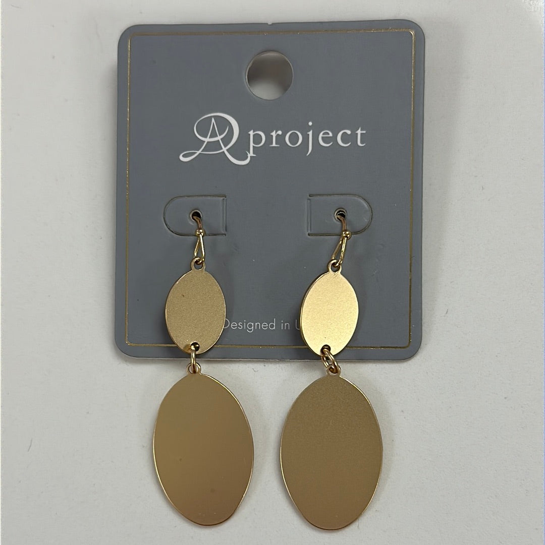 2 Metal Oval Drop Earrings