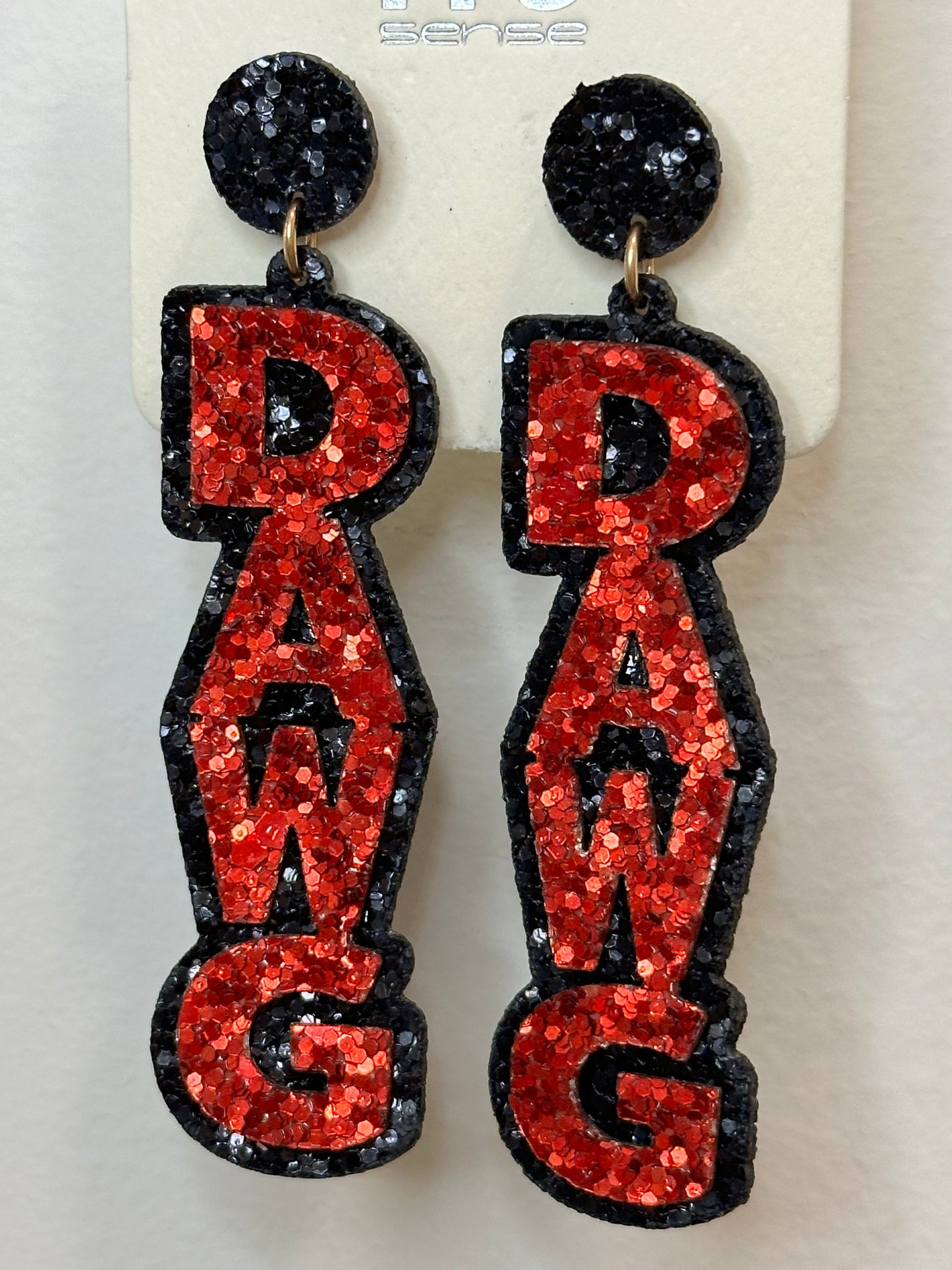 Dawg Red & Black Glitter Gameday Earrings