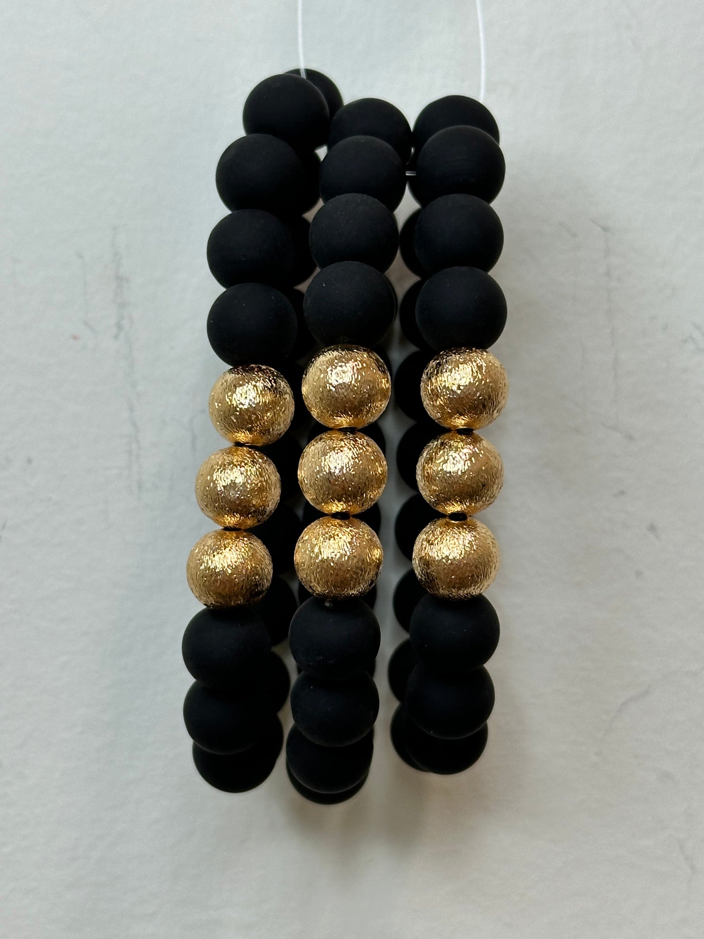 3 Row Clay w Gold Beaded Bracelets