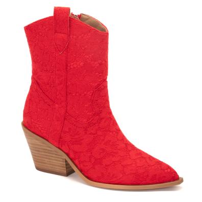 Rowdy Red Lace Bootie