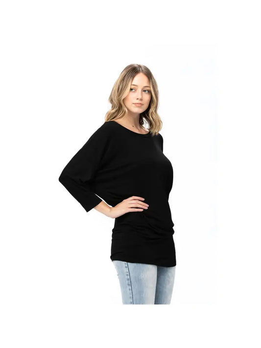 Dolman Comfy 3/4 Sleeve Loose Fit Casual Tunic
