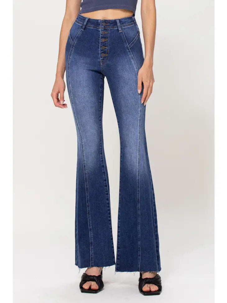 High Rise Seam Detail Flare Jeans